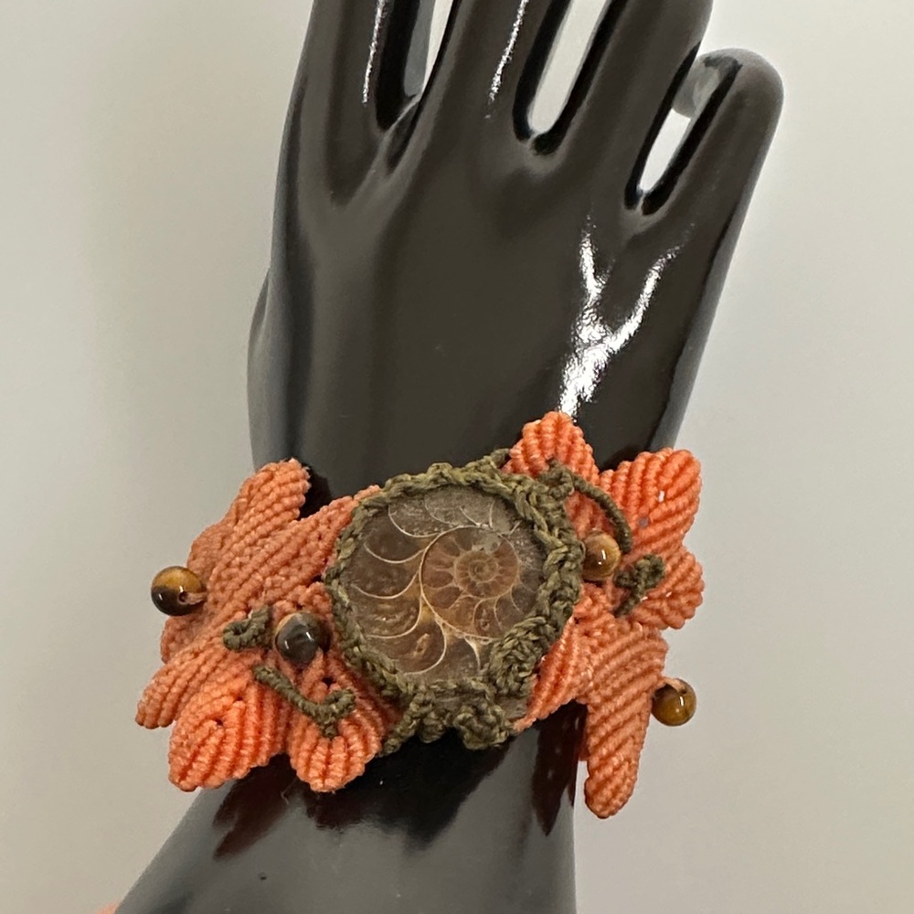 Artisanal Handcrafted Orange green Quartz stone Beaded Bracelet - Picture 1 of 11